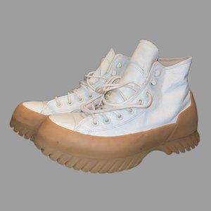 CONVERSE PLATFORM HIGH TOPS WHITE BROWN GUM SOLE